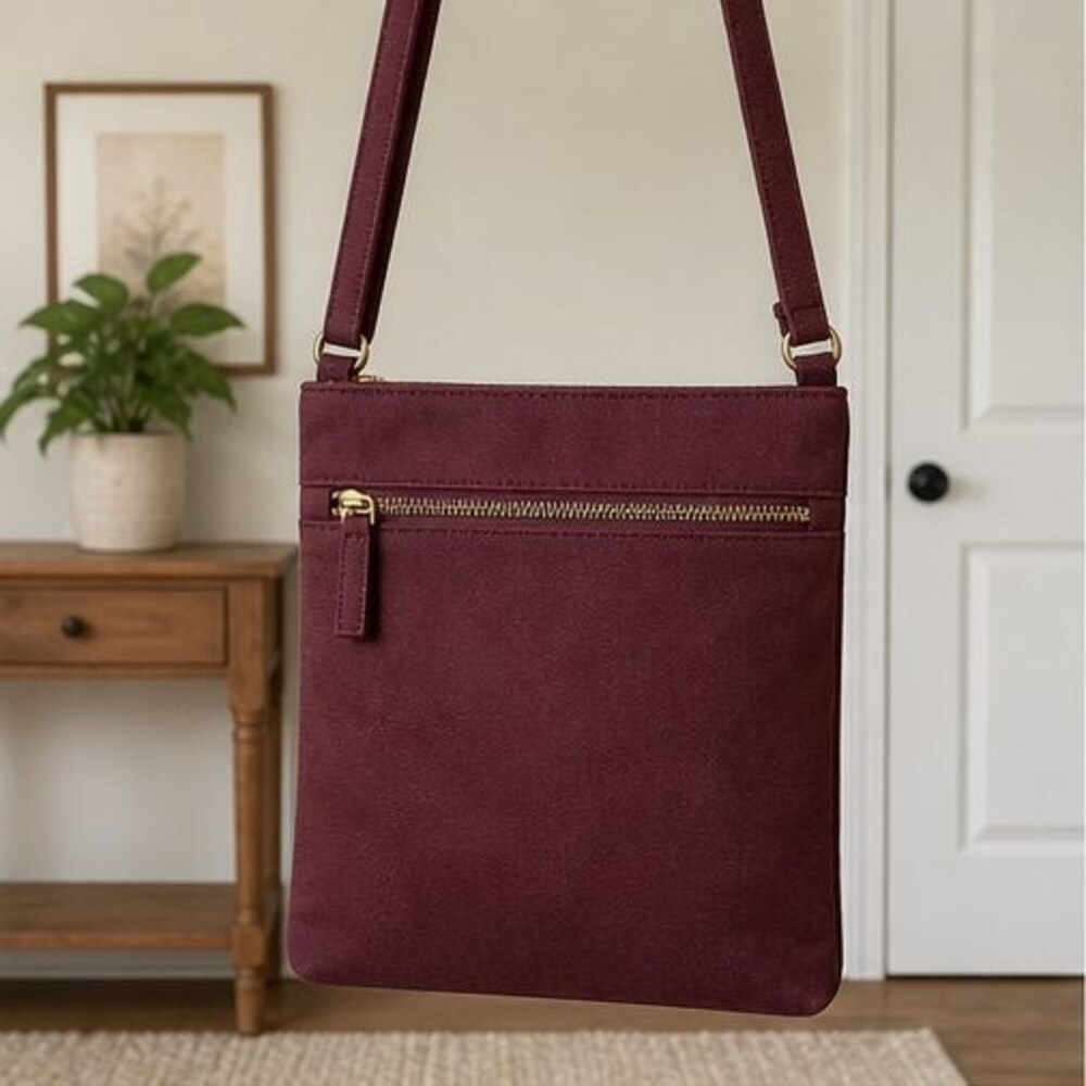 Burgundy Nylon Crossbody Bag